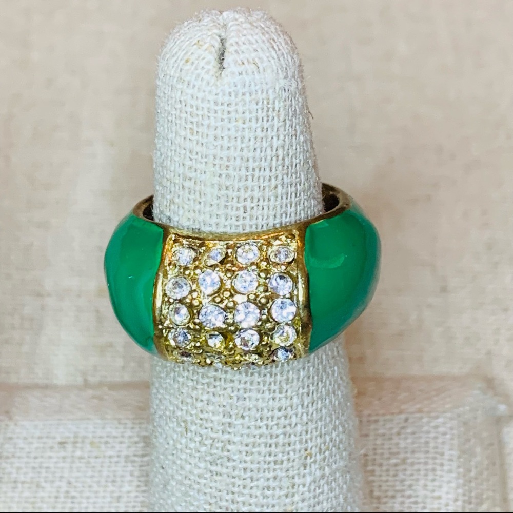BP | Ring | Green & Clear Stone Band